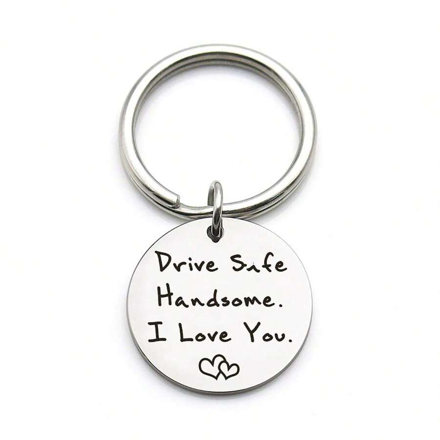 1 buc/2 buc breloc personalizat "Te iubesc", gravat, cadou pentru soț/iubit - Multicolor - Etichetă rotundă model 4 - Vizualizare 1