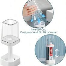 Toothbrush Holder With Cup/Cover, 3 Slots Toothpaste Holder Stand For Bathroom Countertop Plastic Storage Organizer For Toothbrushes, Electric... - 白色 - 查看 5