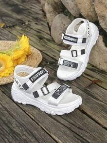 Women's Sports Sandals, New Summer Thick Sole Hook And Loop Closure Open Toe Beach Shoes, Casual Student Sandals - Beige - View 6