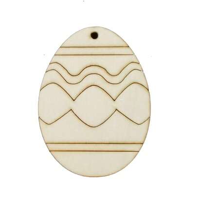 1.18 Inch Oval Unfinished Wooden Easter Egg Pendant, Various Patterns, Craft Blank For Painting, Artificial Wood With Hanging Decor, Suitable For DIY Easter Decoration