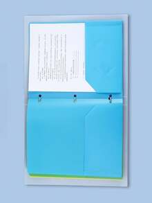 6pcs 3-Hole 2-Pocket A4 PP Waterproof File Folder, Office Document Contract Data Holder, Student Test Paper Organizer - 3-hole, 2-page Double Pocket - View 3