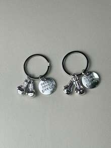 2 piezas/1 pieza Mini llavero de guante de boxeo con el lema motivacional "Nunca te rindas", decoración de mochila, regalo adecuado para amigos y hermanos - Plateado - Ver 7