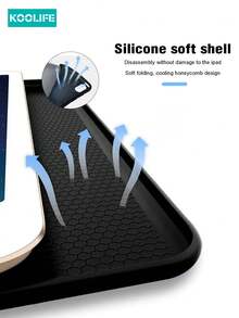 Koolife 1pc Tri-Fold Honeycomb Cooling Tablet Protective Case, Soft Shell Shock-Proof Anti-Fall Smart Stand Auto Wake/Sleep, Fit For IPad Mini 4/5/6/7, 9.7/10.2/10.5/10.9 Inch, Air 4/5, Pro 11/12.9 Inch - Black - View 5