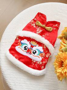 1pc Pet Clothes, Dog/Cat Apparel For Small Dogs, Cute Pet Outfit, Warm & Comfortable Pet Clothes For Small Dogs, Chinese New Year Series Tiger Design Outerwear