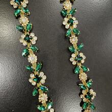 1件水晶水钻缝纫工艺链，优雅简约身体链，水晶水钻饰边链装饰，爪链，水晶水钻链，闪亮DIY饰边，可调节水晶肩带饰品配件，用于服装装饰 - 綠色 - 查看 16