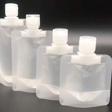Pungi de ambalare portabile pentru articole de călătorie, șampon, lichid, pungi de extrudare pentru loțiune, cosmeticele pot fi umplute cu pungi de călătorie cu gură plată, articole de călătorie necesare, design portabil poate fi reutilizat, pungi de extrudare compacte, design sigilat, materiale, călătorie, vacanța înapoi la școală poate fi