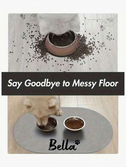 Personalized Absorbent Dog Food Mat, Dog Feeding Mat, Customizable Pet Name Dog Food Mat, Personalized Dog Bed Mat, Can Be Customized According To Your Dog's Name, Customizable Pet Bowl Mat, Suitable For Dogs, Christmas Gift, Great For Protecting Floors And Keeping Feeding Area Clean, Creating A Vacation Atmosphere, Autumn Decor