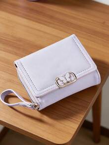 Portofel elegant cu trei pliuri pentru femei, portofel din piele sintetică de mare capacitate cu închidere fluture și accesorii aurii, design elegant cu trei pliuri cu închidere cu fermoar, sloturi multiple pentru carduri, compartimente pentru bani și buzunar securizat cu fermoar, poșetă subțire, dar încăpătoare, de zi cu zi, pentru cumpărături, serviciu, călătorii, petreceri, potrivit pentru femei și fete, accesoriu de modă și cadou - Multicolor - Vizualizare 6