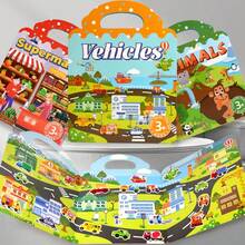 1 Set Handheld Jelly Stickers, Suitable For Quiet Books, DIY Fun Children's Tent Scenes, Early Education Cognitive Picture Books, Various Fun Themes, Shape Matching, Scene Matching, Effectively Enhancing Cognitive Ability And Imagination - Multicolor - View 7