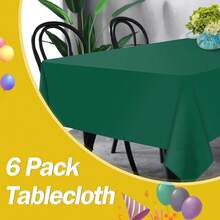 Dark Green 6 Pack Plastic Table Cloth 54\ X 108\, Disposable Tablecloths Rectangle Table Cover, Plastic Tablecloths For Parties,Rectangle,DarkGreen - 深綠色 - 查看 6