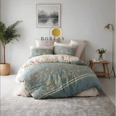 Double Bedding Set With Elastic Fitted Sheet – Includes Duvet Cover (200x240 Cm), Elastic Fitted Sheet (180x200 Cm) & Pillowcases (50x70 Cm) – 70% Cotton / 30% Polyester Blend – Soft, Breathable & Durable Fabric – Easy-Care & Wrinkle-Resistant – Made In Turkey