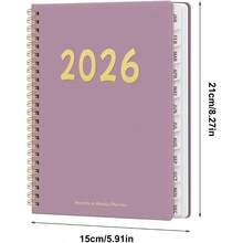 Planificador de Calendario para 2026 - Agenda De Planificacin De 12 Meses Con Encuadernacin En Espiral Planificador Diario 2026 - Para El Trabajo Acadmico Estudiantes Profesores Familia Hogar Col - Púrpura - Ver 5