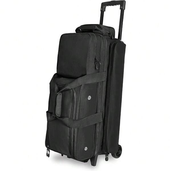3 Ball Bowling Bags With Wheels, Bowling Ball Bag 3 Ball Roller With Multiple Pockets Retractable Handle