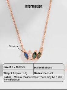 女士个性化生日石项链，心形吊坠，可定制刻字，925纯银/黄铜立方氧化锆生日石项链，适合女性、女孩、妈妈、母亲佩戴 - 玫瑰金 - 查看 16