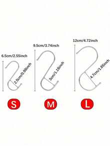 5 Packs S-Shaped Hooks, Heavy-Duty Stainless Steel Hooks, Kitchen Hooks, Home-Use S-Shaped Metal Steel Pipe Hooks. Versatile For Hanging Clothes, Kitchen Utensils, Tableware, Plants, Towels, Gardening Tools, Wall Picture Frames, Self-Adhesive Wall Hooks, Hooks, Wall Hooks, Bathroom, Towel Racks, Hooks, Wall Hooks, Door Hooks - Thickened Hook - View 11