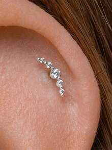 Pendientes apilados de plata de ley 925 con arete de cartílago de amatista de 16G, arete de oreja y arete trepador - Dorado - Ver 10