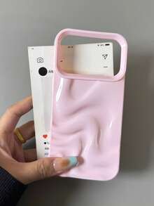 Soft Silicone 3D Wave Pattern Pink Phone Case Compatible With IPhone 17 Pro Max/17 Pro/17 Air/17/16 Pro Max/16/16 Pro/16 Plus/15/15 Pro Max/15 Pro/15 Plus/11/12/13/14 Pro Max/11 Pro/11 Pro Max/12 Pro/12 Pro Max/13 Pro/13 Pro Max/14 Pro/14 Pro Max/14 Plus, Minimalist & Creative Design - Pink - View 9