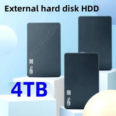 2TB/4TB Portable External Hard Drive Ultra-Fast USB 3.0, Large Capacity For Laptops, Office, Students & Professionals, Perfect For Storing Games, Files, Videos & Music, Black, Portable Data Storage  Sleek Design Secure Data Storage, Portable Hard Drive