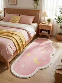 1pc Washable Cute Floral Green Faux Wool Decorative Carpet, Made Of High-Quality Faux Wool, Approx. 10mm Thick, Suitable For Living Room, Bedroom, Study, Machine Washable, Soft Top Material, Personalized Home Decor, Bedroom Carpet, Study Carpet, Living Room Carpet, New Year, Children Carpet, New House Carpet, All Season - 粉色 - 查看 3