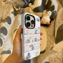 Funda de teléfono  The Rainbow Flower Bear Film dos en uno es adecuada para las series  11, 12, 13, 14, 15 y 16. Tiene un acabado esmerilado con grandes agujeros para protección contra caídas, lo que lo convierte en un regalo perfecto para Navidad, Año Nuevo o Pascua. - Blanco - Ver 1
