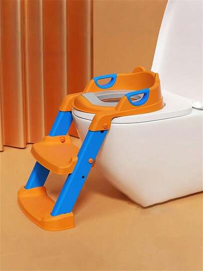 1PC Adjustable Staircase Potty Chair For Boys And Girls, Collapsible Training Seat With Ladder, Comfortable PU Cushion