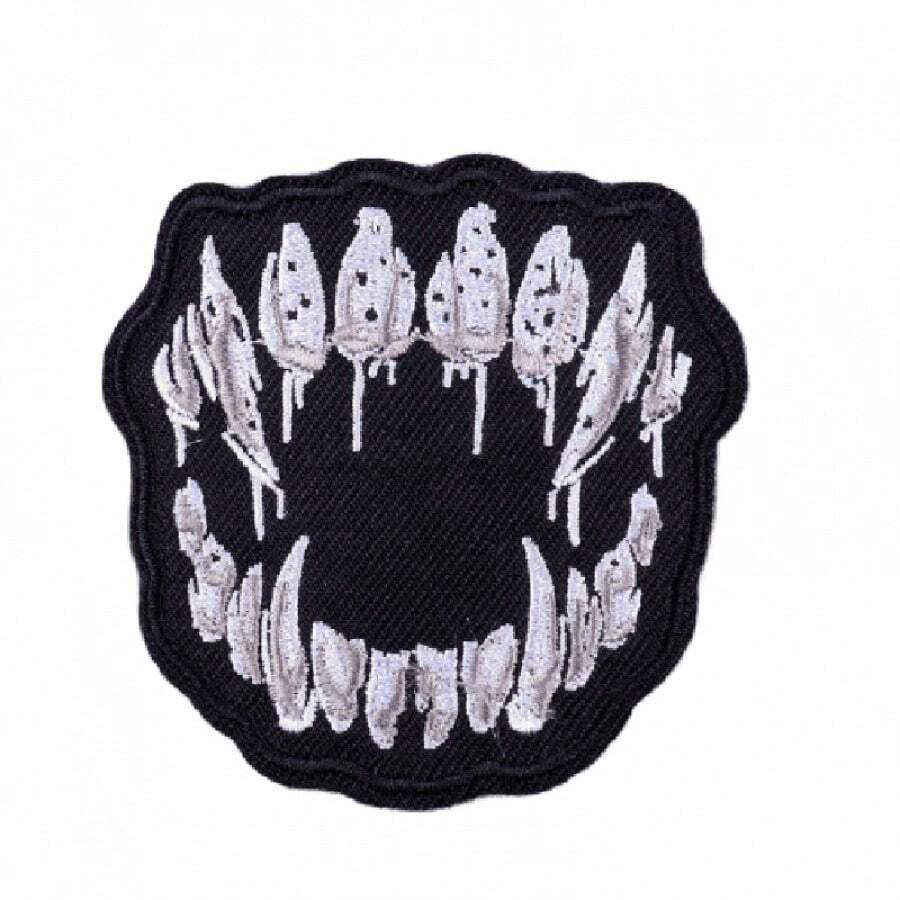 1 件朋克风牙齿刺绣贴片，卡通熨烫缝纫贴布，用于 DIY 服装徽章修补 - 龐克刺繡DIY補丁 - 查看 1