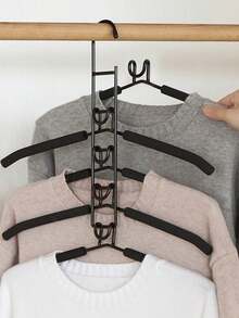 5-Tier Folding Clothes Hanger Rack - Practical Wardrobe Organizer - Space-Saving With Non-Slip Foam Pads, Durable Home Closet Storage And Organization - Multicolor - View 4