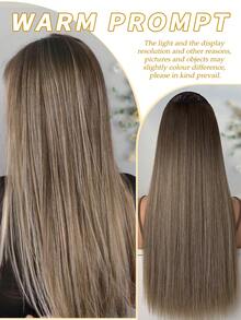 7-Piece Straight Hair Extensions, Extended Hair Clips, Gradient Brown, 22 Inch Long Straight Heat-Resistant Fiber Synthetic Hair Extensions, Suitable For Women's Christmas, Halloween, Music Festivals, Parties, And Daily Use - Brown Ombre - View 7