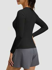 MathCat Workout Shirts For Women Long Sleeve, Workout Tops For Women, Quick Dry Gym Athletic Tops - 星星耀黑色 - 查看 2