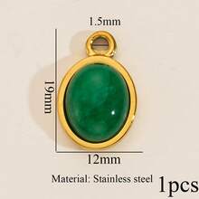 1件不锈钢18K镀金复古水滴形、方形、太阳形、绿松石形、虎眼石形等吊坠，手工DIY手链项链饰品配件，日常佩戴