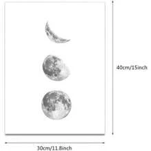 Arte de la Pared Impresiones en Lienzo, Fases de la Luna Pintura en Lienzo Arte de la Pared Fases Lunares Imgenes Pster Sin Marco Decoracin Pinturas para el Hogar Dormitorio Oficina Negro - Blanco 2 - Ver 2