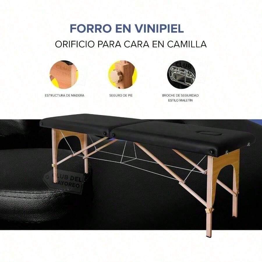 Camilla para Masajes Profesional Portatil SPA Uso Rudo 300 kg Color Negro Estetica.camilla para masajes/camilla/cama de masaje/spa/camilla para pestañas - por defecto - Ver 1