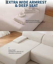 Sofá esquinero ultra suave con chaise longue en forma de L, asiento profundo, sin montaje, moderno y cómodo, para sala de estar. - Beis - Ver 7