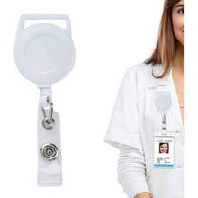 Pinza retrctil para porta credencial, Clip de carrete para soporte de credencial de identificacin - Carrete de de nombre para hombres y mujeres, suministros de oficina para enfermeras, estudiantes, - Blanco - Ver 8