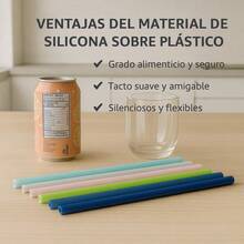 R's Popotes de Silicona Reutilizables Desenrollables BPA Free Pajillas Flexibles Grado Alimenticio para Niños y Adultos Fácil Limpieza Suaves Plegables y Resistentes al Calor Set de 5 Colores - 5 - Ver 3