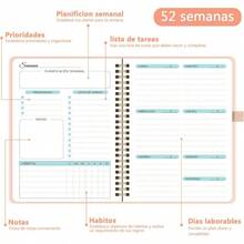 Agenda Semanal Sin Fecha para Mujer, Espaol Cuaderno Agenda Semanal de Trabajo, Cuaderno de Espiral A5, Sin Fecha, 21, 5x15, 5cm, para Mujer, para Planificacin Diaria - Rosa - Rosa - Ver 2