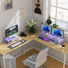 Printer Standsgianotter - Soporte de metal de 2 niveles para monitor de oficina organizador de almacenamiento de computadora para monitor de computadora portátil impresora suministros de oficina púrpura - Morado - Ver 7