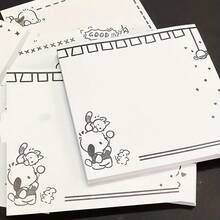 Sanrio 5pcs Cute Paw Print Black & White Simple Style Sticky Notes, High-Quality Adhesive Memo Pad, Portable Planner Notepad For School, Office, Pocket