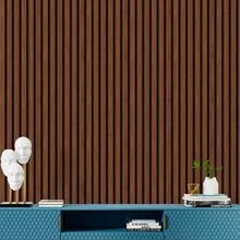 Adhesive Wallpaper With Ribbed Wood Pattern, Dark Brown, Thin Strips - Multicolored 30 - View 3