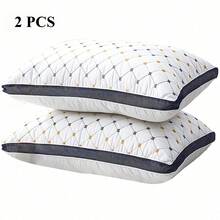 Almohada de cama de 65cm*45cm, disponible en paquetes individuales y dobles, lavable, transpirable, hipoalergénica, con funda de almohada extraíble, relleno de fibra, adecuada para dormir y descansar, almohada de hotel de lujo, hecha de fibra de poliéster de microfibra. - blanco - Ver 11