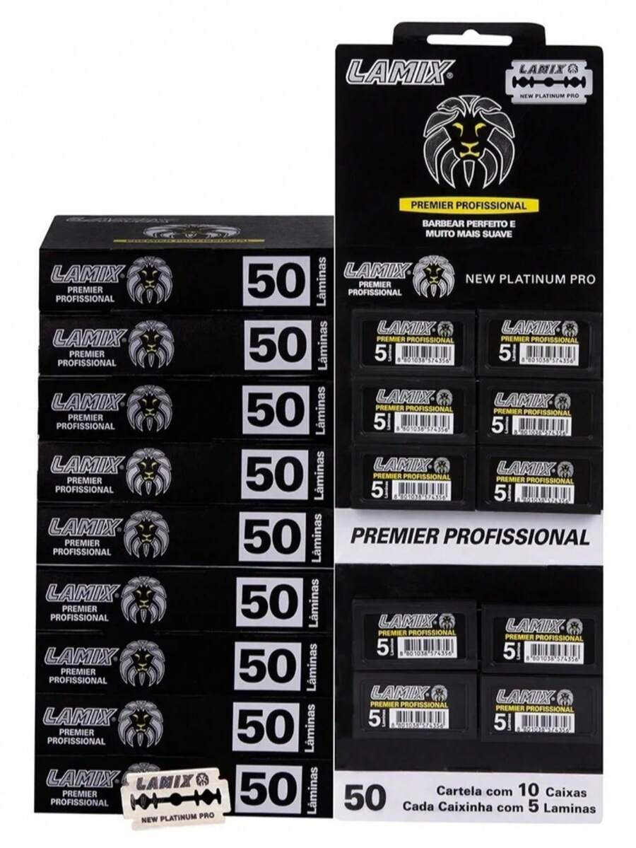 Lâmina Barbear Lamix Black 10 Cartelas C/500 Unidades - Cinza - Visão 1