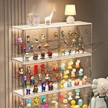 1个长方形透明收纳盒，防尘展示盒，适用于收藏品、鞋子、包包、玩偶和化妆品，适合客厅、展厅、商场等场所。