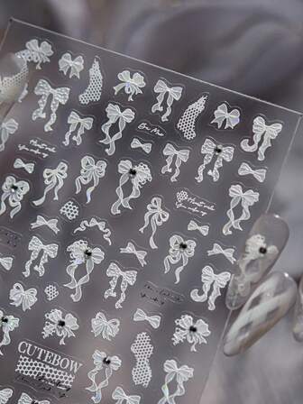 1pc 5D Crystal Diamond Nail Sticker, Luxury Nail Sticker, Exquisite Nail Decoration Sticker, Bow Nail Decoration Sticker