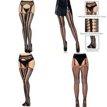 - Medias de red para mujer con liguero adjunto(Talla única Escala Negro) - Multicolor - Ver 1