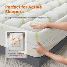 Ultra Soft Queen Size Mattress Topper - Viscose Made From Bamboo Pillow Top Mattress Pad For Back Pain Relief - Naturally Cooling For Hot Sleepers - Green - View 4