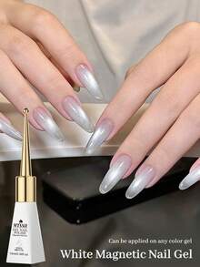 Mtssii 10毫升白色猫咪磁性凝胶，闪耀亮片，营造出如月光般朦胧的星空效果。半永久性可卸全息美甲油，美甲用品。 - 白色 - 查看 5