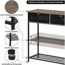 FurnitureR Mesa Consola con Toorrientes y Puertos USB 3 Niveles Alenamiento Mesa Sofá Angosta Barra Café Soporte TV Alto para Sala sofá Pasillo y vestíbulo Café y Negro - Multicolor - Ver 6