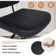 ARREDAMENTI Silla Oficina en CasaSilla Trabajo Giratoria Cuero PU con Respaldo Bajo y sin Brazos Silla Escritorio con Ruedas Ajustable en Altura para Niños Adolescentes y Adultos Negro - Multicolor - Ver 7