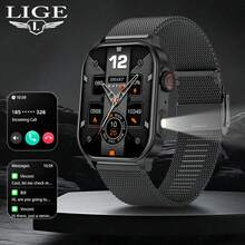 LIGE's New Smart Watch Has 370 MAh Large-Capacity Battery, 100+ Sports Modes, Running Timer, Sleep Monitoring, Music Playback, Multiple Dial Customization Switches, Waterproof Fashionable Sports Watch - Black - View 15