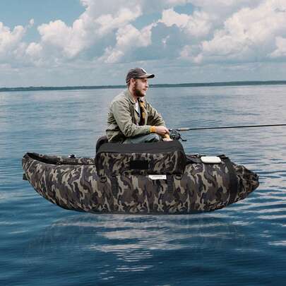 Inflatable Fishing Float Tube, Outdoor Fishing Boat, Float Tubes For Fishing W/Rod Holder, Fish Ruler, Pump, Carry Bag, Adjustable Straps, Storage Pockets, 286LBS Capacity Fly Fishing Belly Boat, 53.5*41.3*21in